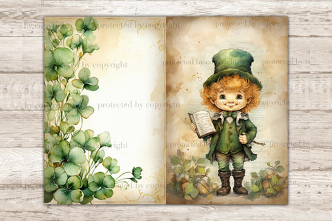 Cute Leprechaun Ephemera | Clover Junk Journal Page SVG GlamArtZhanna 