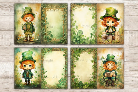 Cute Leprechaun Ephemera | Clover Junk Journal Page SVG GlamArtZhanna 