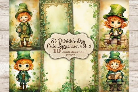 Cute Leprechaun Ephemera | Clover Junk Journal Page SVG GlamArtZhanna 