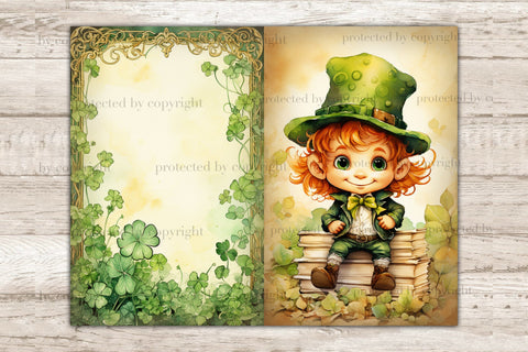 Cute Leprechaun Ephemera | Clover Junk Journal Page SVG GlamArtZhanna 