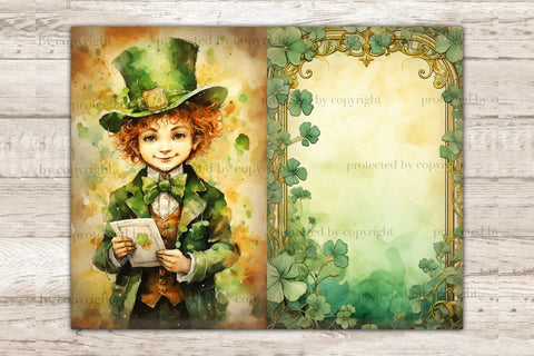 Cute Leprechaun Junk Journal Pages | Patrick's Day Ephemera SVG GlamArtZhanna 