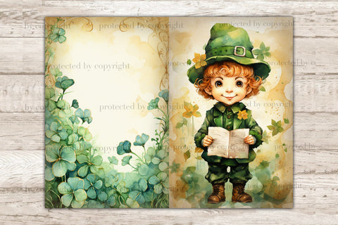 Cute Leprechaun Junk Journal Pages | Patrick's Day Ephemera SVG GlamArtZhanna 