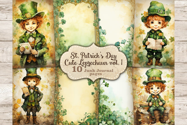 Cute Leprechaun Junk Journal Pages | Patrick's Day Ephemera SVG GlamArtZhanna 