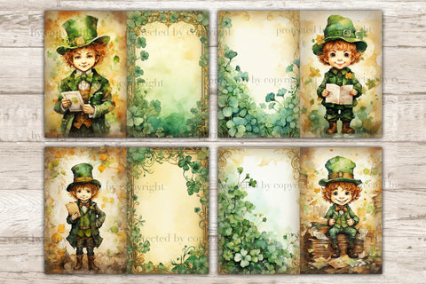 Cute Leprechaun Junk Journal Pages | Patrick's Day Ephemera SVG GlamArtZhanna 