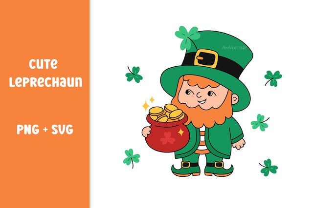 Cute Leprechaun PNG SVG Digital Download | St Patricks Day Character Sublimation | Kid T Shirt Print, Patrick's Day Card, Classroom Posters SVG AnnaViolet_store 