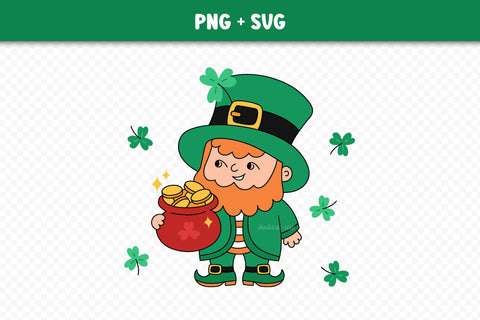 Cute Leprechaun PNG SVG Digital Download | St Patricks Day Character Sublimation | Kid T Shirt Print, Patrick's Day Card, Classroom Posters SVG AnnaViolet_store 