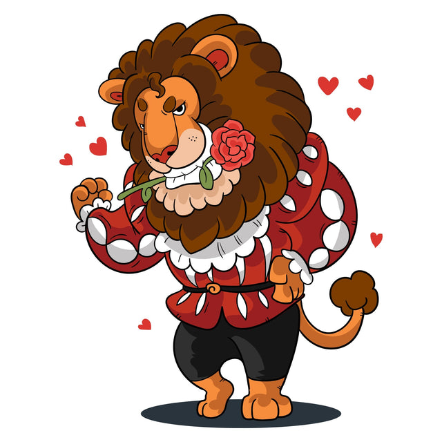Cute Lion cartoon character Lion Being Romantic on Valentine's Day Lion Being Romantic SVG naemmiah021 