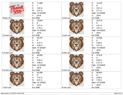 Cute Lion Face Embroidery Design – Cartoon Lion Head Safari Animal Machine Embroidery File Embroidery/Applique DESIGNS PatternFeed8 