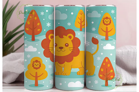 Cute Lion Forest 20oz Tumbler Wrap Sublimation PixelChick 