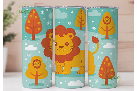 Cute Lion Forest 20oz Tumbler Wrap Sublimation PixelChick 