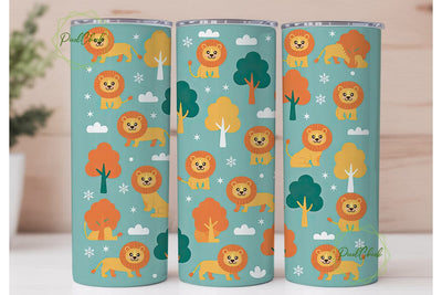 Cute Lion Forest 20oz Tumbler Wrap Sublimation PixelChick 