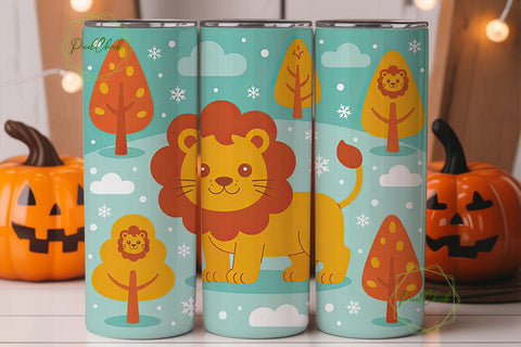 Cute Lion Forest 20oz Tumbler Wrap Sublimation PixelChick 