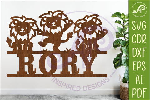 Cute Lions Name Sign SVG, Safari Animal Personalized sign SVG APInspireddesigns 