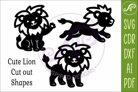 Cute Lions SVG Laser Cut Files Animal Silhouette 1 SVG APInspireddesigns 
