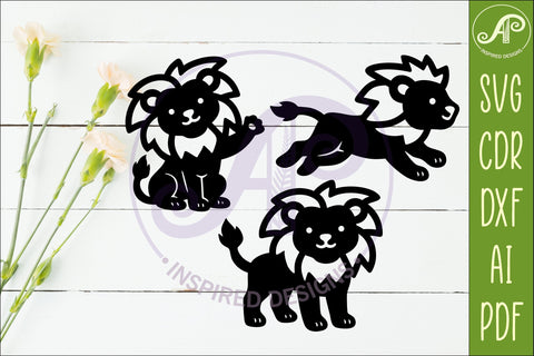 Cute Lions SVG Laser Cut Files Animal Silhouette 1 SVG APInspireddesigns 