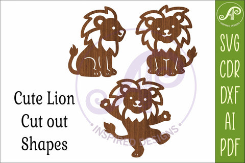 Cute Lions SVG Laser Cut Files Animal Silhouette 2 SVG APInspireddesigns 