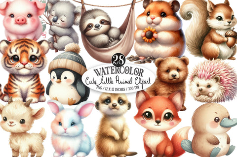 Cute Little Animal Clipart, Woodland PNG Sublimation SVGista 