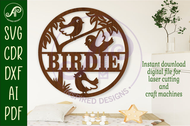 Cute little birds name wall art sign, SVG file SVG APInspireddesigns 