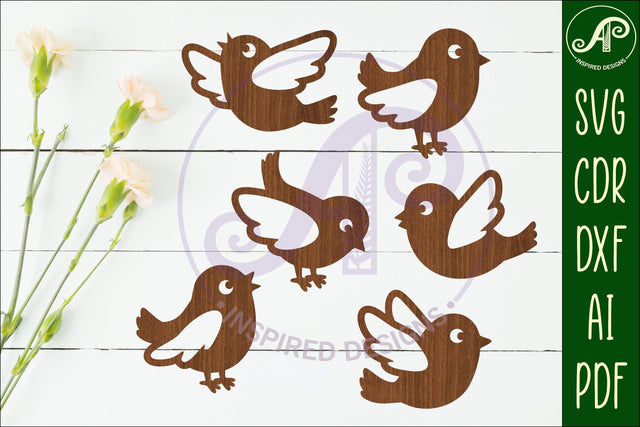 Cute little birds Silhouette laser cut wall art SVG APInspireddesigns 