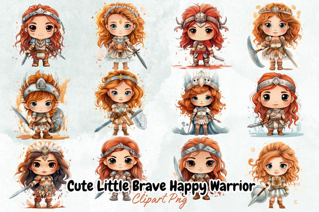 Cute Little Brave Happy Warrior Clipart Bundle Sublimation Designangry 