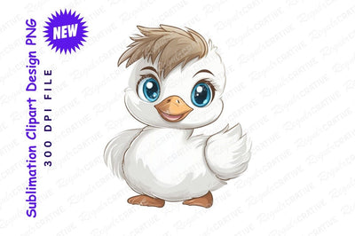 Cute little duckling cartoon style clipart png Sublimation Regulrcrative 