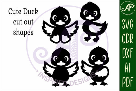 Cute little Ducks Silhouette laser cut wall art set 2 SVG APInspireddesigns 