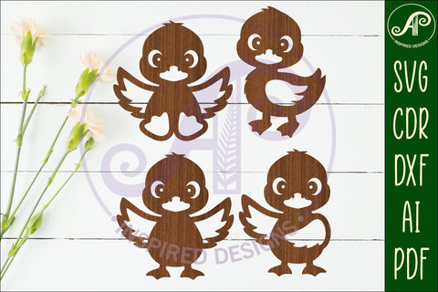 Cute little Ducks Silhouette laser cut wall art set 2 SVG APInspireddesigns 