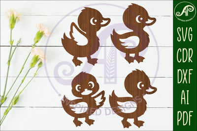 Cute little Ducks Silhouette laser cut wall art SVG APInspireddesigns 
