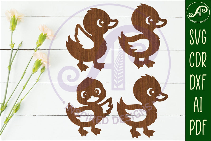 Cute little Ducks Silhouette laser cut wall art SVG APInspireddesigns 