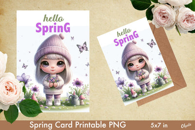 Cute Little Girl Card PNG, Violets Illustration, Violet Spring Sublimation Olga Terlyanskaya 