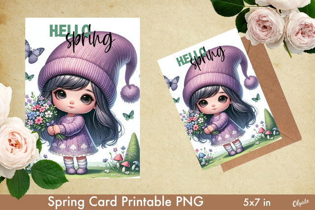 Cute Little Girl Clipart, Violets Illustration, Violet Spring Sublimation Olga Terlyanskaya 