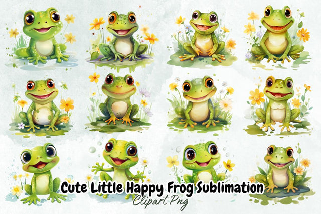 Cute Little Happy Frog Sublimation Bundle Sublimation Designangry 