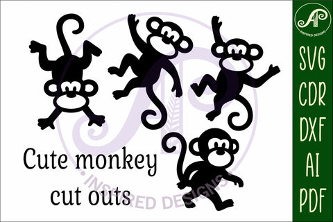 Cute little monkeys Silhouette laser cut wall art 2 SVG APInspireddesigns 
