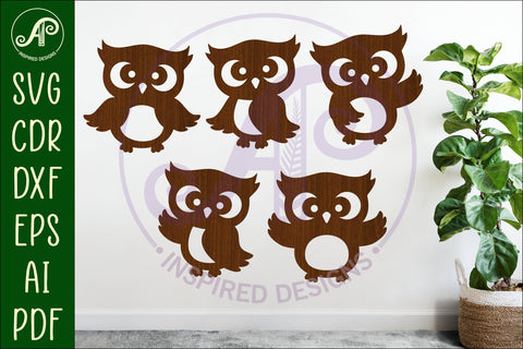 Cute little owls Silhouette laser cut wall art SVG APInspireddesigns 