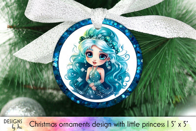 Cute Little Princess Christmas Ornament Print Sublimation Designs by Ira 