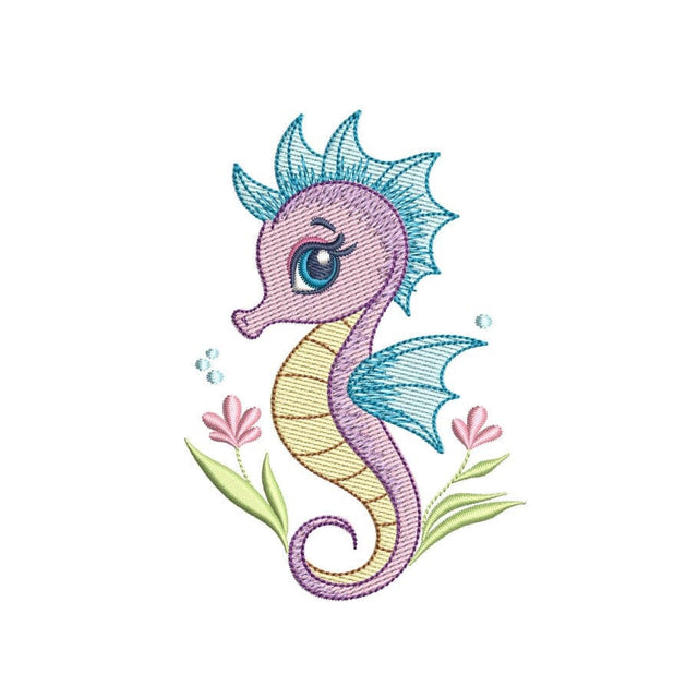 Cute Little Seahorse Embroidery Design, 4 sizes, Instant Download Embroidery/Applique DESIGNS Nino Nadaraia 