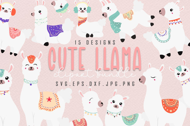 Cute Llama Clipart SVG Bundle SVG dapiyupi store 