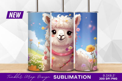Cute llama in a flower field Sublimation Regulrcrative 