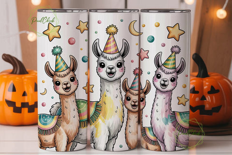 Cute Llama Party 20oz Tumbler Wrap Sublimation PixelChick 
