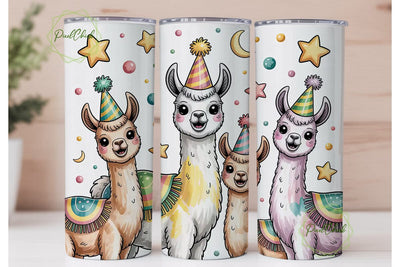 Cute Llama Party 20oz Tumbler Wrap Sublimation PixelChick 