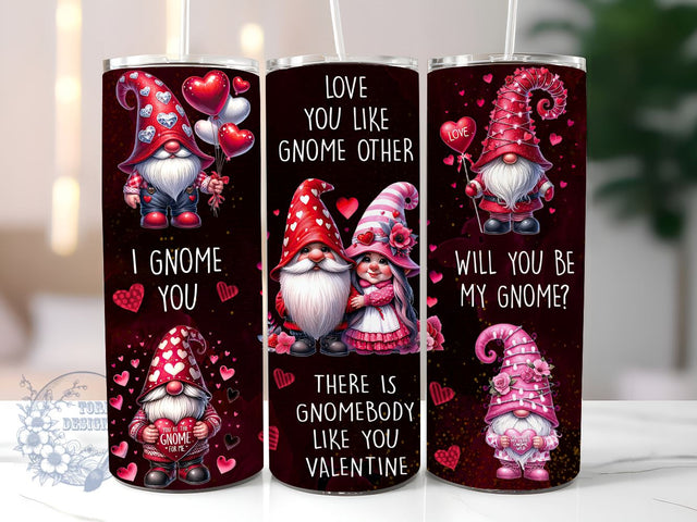 Cute Love Gnome 20oz Skinny Tumbler, Valentines Day Tumbler Png, Straight & Tapered Tumbler Wrap, Instant Digital Download Sublimation ToriDesigns 