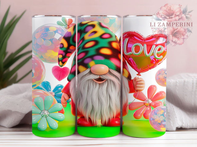 Cute Love Valentine Gnome Tumbler, Love Gnome Design, Sweet Valentine Art, 20Oz Wrap Design, Valentine Sublimation, Gnome Heart Theme, Romantic Cute Gnome Sublimation Li Zamperini 