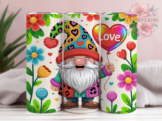 Cute Love Valentine Gnome Tumbler, Love Gnome Design, Sweet Valentine Art, 20Oz Wrap Design, Valentine Sublimation, Gnome Heart Theme, Romantic Cute Gnome Sublimation Li Zamperini 