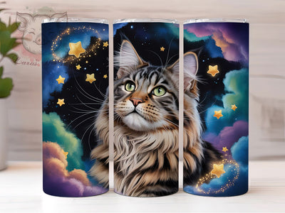Cute Maine Coon Fluffy 20oz Tumbler, Maine Coon, Fluffy Fur, Majestic Design, Animal Motif, 20oz Tumbler Wrap, Sublimation PNG Sublimation Lara' s Designs 