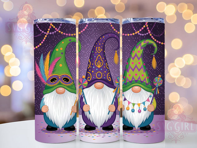 Cute Mardi Gras Gnomes Tumbler, Carnival Gnome Wrap, Festive Party Cup, 20oz Sublimation Wrap, New Orleans Celebration Tumbler, Cute Gnome Design Cup, Colorful Mardi Gras Wrap Sublimation SvggirlplusArt 
