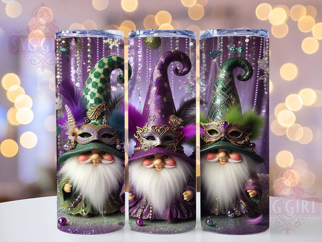 Cute Mardi Gras Gnomes Tumbler, Carnival Gnome Wrap, Festive Party Cup, 20oz Sublimation Wrap, New Orleans Celebration Tumbler, Cute Gnome Design Cup, Colorful Mardi Gras Wrap Sublimation SvggirlplusArt 