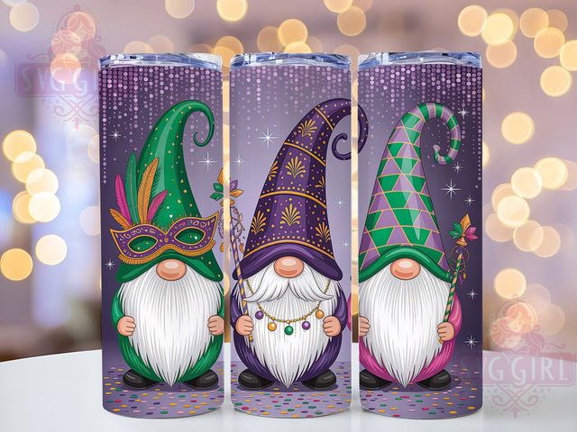 Cute Mardi Gras Gnomes Tumbler, Carnival Gnome Wrap, Festive Party Cup, 20oz Sublimation Wrap, New Orleans Celebration Tumbler, Cute Gnome Design Cup, Colorful Mardi Gras Wrap Sublimation SvggirlplusArt 