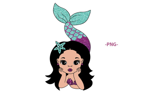 Cute Mermaid Girl SVG PNG Clipart for Cricut Crafts and Sublimation Projects with Starfish and Colorful Tail Design SVG 1uniqueminute 