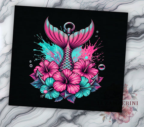 Cute Mermaid Ocean Nautical Tumbler Wrap, Mermaid Tumbler, 20oz Tumbler Wrap, Sublimation Drinkware, Ocean Theme Tumbler, Underwater Gift, Nautical Decor, Cute Mermaid Mug Sublimation Li Zamperini 