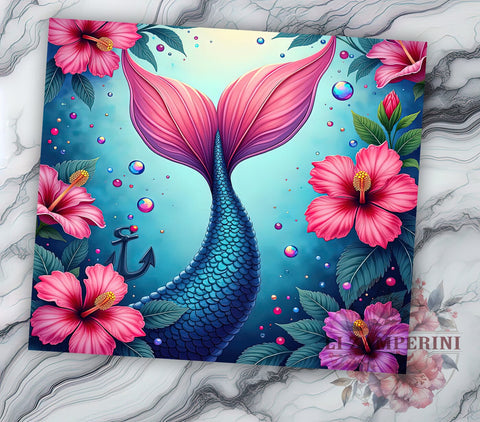 Cute Mermaid Ocean Nautical Tumbler Wrap, Mermaid Tumbler, 20oz Tumbler Wrap, Sublimation Drinkware, Ocean Theme Tumbler, Underwater Gift, Nautical Decor, Cute Mermaid Mug Sublimation Li Zamperini 